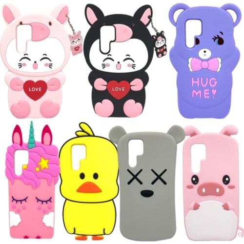 For Huawei P30 Pro Case Cover P30 Lite Cartoon 3D Cute Bear Cat Cases For Huawei P30 Back Cover P30pro Soft Silicone Full Cover
