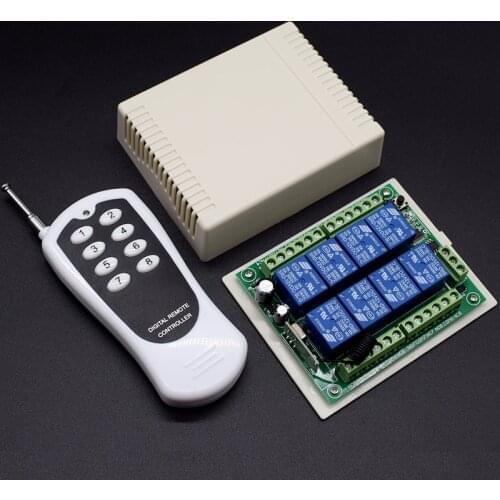 DC 12V 24V 8 CH channel RF Wireless Remote Control Switch & 8 button Remote Control System Receiver Transmitter 433MHz 8CH Relay