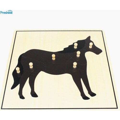 Baby Toy Kids Montessori Horse Puzzle Animal for Children Wood for Early Childhood Education Preschool Training Learning