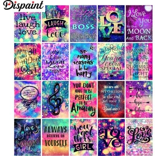 Dispaint Paint With Diamond Embroidery "Letter pattern landscape" Diamond Painting Full Square Round Picture Of Rhinestone Decor