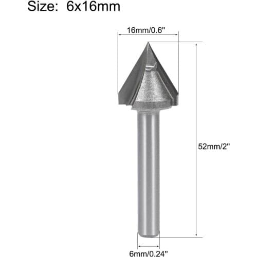 Uxcell Router Bit V-Groove End Mill Tungsten Steel for CNC Woodworking Engraving Edge Trimmer to Cut All Composition Material