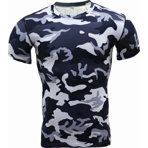 Short Sleeve tights fitness clothes mens sports super cool outdoor camouflage clothing sweat-absorbing quick-drying basketball