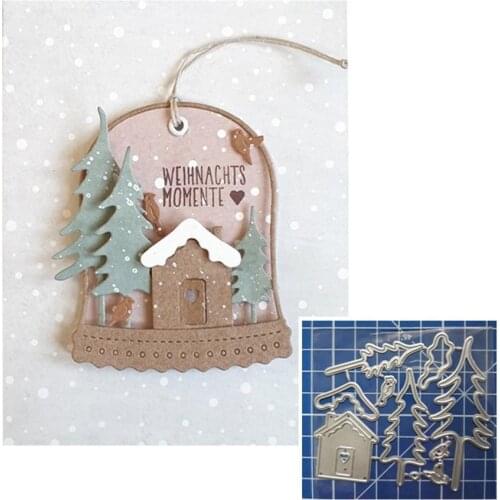 Craft Metal Cutting Dies Cut Die Mold Christmas Tree House Scrapbook Paper Craft Knife Mould Blade Punch Stencils Dies DIY