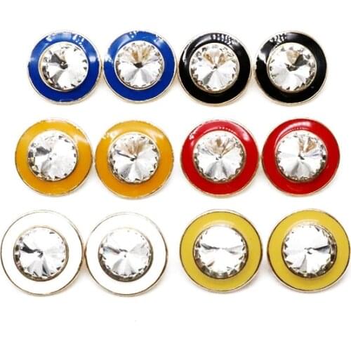 Crystal Sweet Cute Enamel Elegant Earrings Round Alloy Jewelry