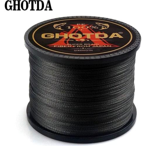 GHOTDA PE Braided Fishing Line Black hengelsport multifilament Fishing Cord 4 Strands 300M 500M 1000M