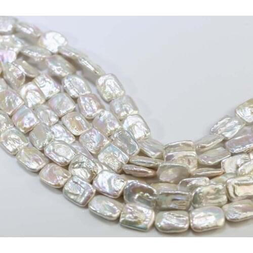 14-16 mm Natural AA White square button pearl Loose Beads for Necklace and bracelet-15.5"