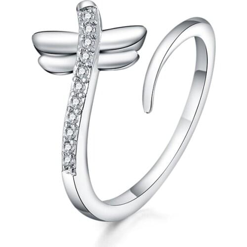 New 925 Sterling Silver Ring Cute Dragonfly Ring Female Charm Jewelry Gift