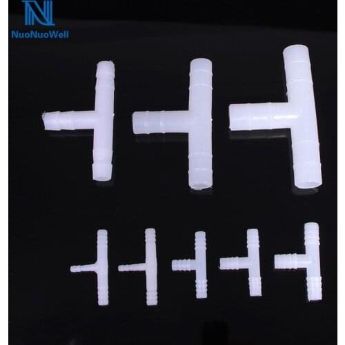 NuoNuoWell Barb Hose Tail Pagoda Joint Pipe Coupling T Connector Plastic 3 Ways Connector 6/8/10mm Aquaculture 100PCS-PACK