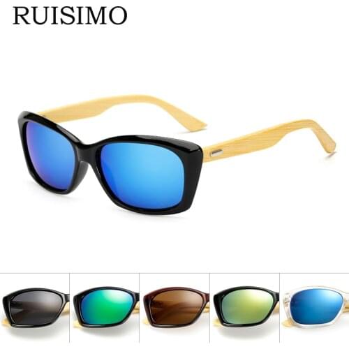 Original Wooden Bamboo Sunglasses Men Women Mirrored UV400 Sun Glasses Real Wood Shades Gold Blue Outdoor Goggles Sunglases Male