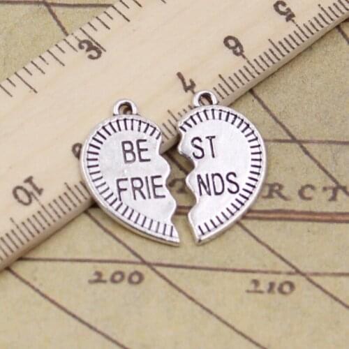 12pcs Charms Heart Jigsaw Puzzle Best Friends 26x25mm Tibetan Pendants Crafts Making Findings Handmade Antique Jewelry