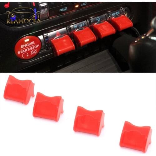 Reamocea 4Pcs ABS Car Interior Center Red Control Navigation GPS Button Knob Cover Trim Cap Fit for Ford Mustang 2015 2016 2017