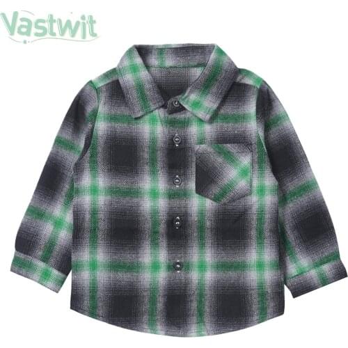 Spring Cotton Boys Shirt New Plaid Casual Style Kids Long Sleeve Shirts Childrens Clothes Kids Boy Girls Thicken Blouses Tops