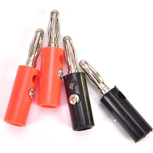 20pcs 4mm Audio Speaker Screw Banana Plugs Connector Red Black Screw Type Speaker Cable Wire Pin Banana Plug Connectors