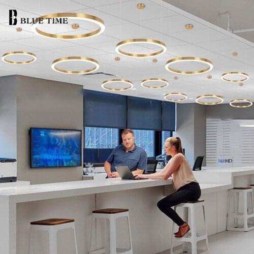 Modern LED Chandelier Indoor Circle Ring Chandelier Lamp for Living Room Bedroom Dining Room Kitchen Decoration Lighting Fixture