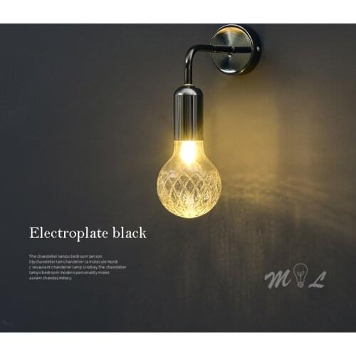 Nordic Glass Wall Lamps Mirror Front Bathroom Wall Light Deco Beside Lamp Wall Sconces for Bedroom Living Room Kitchen Fixtures