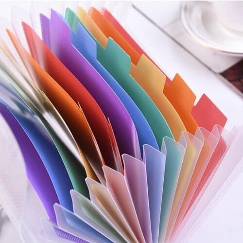 Rainbow Color A6 Document Bag Cute Mini Bill Receipt File 13 Grids Pouch Folder R9JA