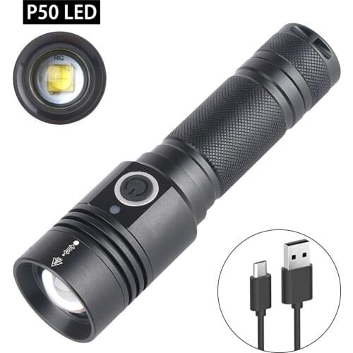 P50 LED White Light high power 15W rechargeable zoom outdoor night fishing lights maintenance LED flashlight torch