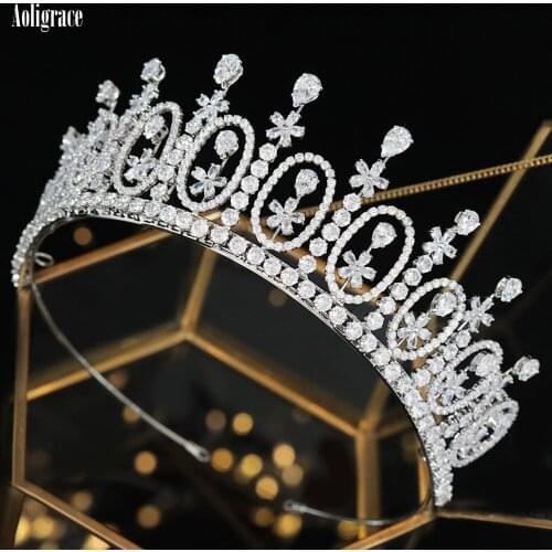 Vintage 3A Cubic Zirconia Pageant Tiaras Prinicess CZ Wedding Bride Crowns For Birthday Party Headpiece Hair Accessories