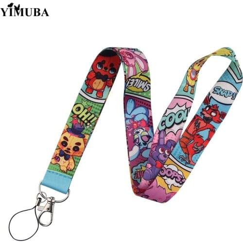 YIMUBA Anime Game FNAF Figures Freddy Foxy Bonnie Lanyards Key Chain Cartoon Webbing Key Ring Holder Kids Jewelry Birthday Gift