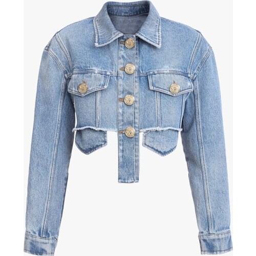 QUALITY 2021 HIGH New Fashion Stylish Runway Designer Womens Tassel Fringed Crop Denim Short Jacket