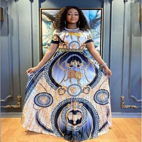 Paris Fashion Show Printing Handwork Crimping Two Piece Set Robe Africaine Femme Grand Taille 2021