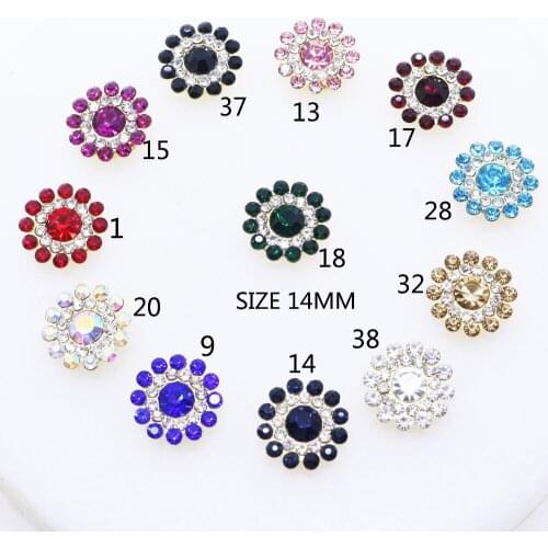 ZMASEY New 14MM Beautiful 10Pcs/Lot Metal Bottons Crystal Sewing Button Decor DIY Wedding Jewelry Accessories Mix Color