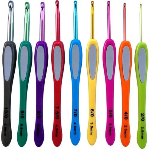 1set Multicolor Plastic Handle Aluminum Crochet Hooks Knitting Needle Set Yarn Sweater Weave Craft Tools