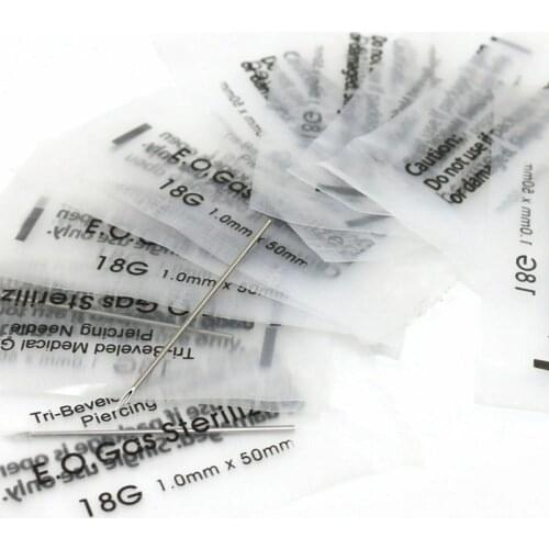 10pcs/set Disposable Tattoo Piercing Needles 12G/14G/16G/18G/20G for Navel Nipple Ear Nose Lip Tattoo Piercing Needles Kit Tool