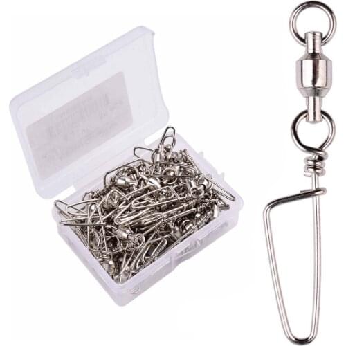 10pcs/Box Stainless Steel Ball Bearing Fishing Swivels Snap Different Size Rolling Sea Fishing Swivels Snaps Connector