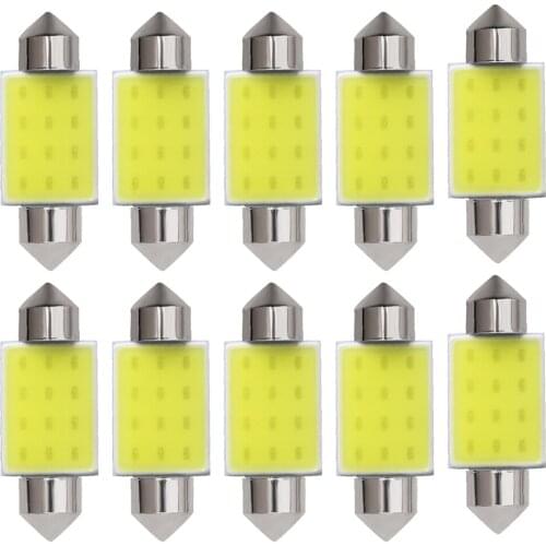 10X C5W C10W LED COB Festoon 31mm 36mm 39mm 41mm White Bulbs For Auto Dome light License plate Interior Reading Light 6500K 12V