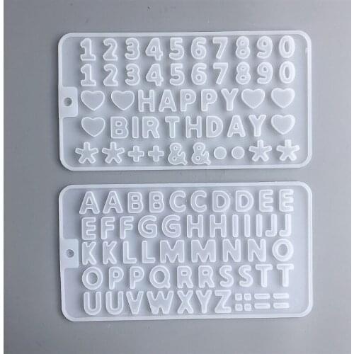 2 Pcs Alphabet Resin Mold English Letters Number Pendant Keychain Silicone Mould