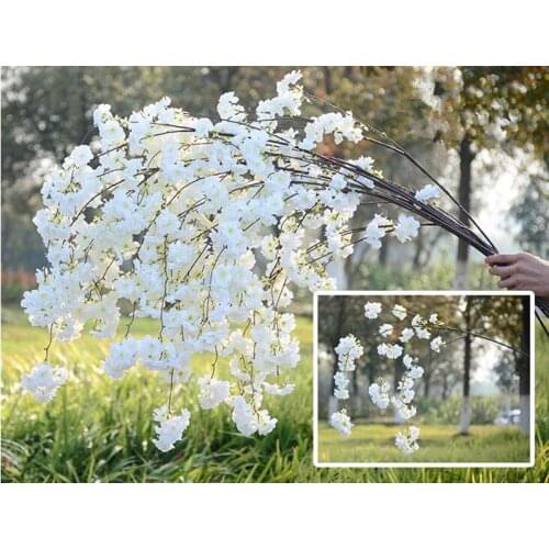 20pcs Artificial Cherry Blossom Branch Flower Wall Hanging Sakura 150cm for Wedding Centerpieces Artificial Decorative Flowers