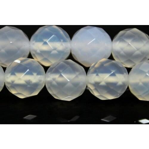 4-10mm Natural Round 64 Faceted White Agates beads For Jewelry Making Beads Bracelets 15inch Needlework DIY Beads Trinket
