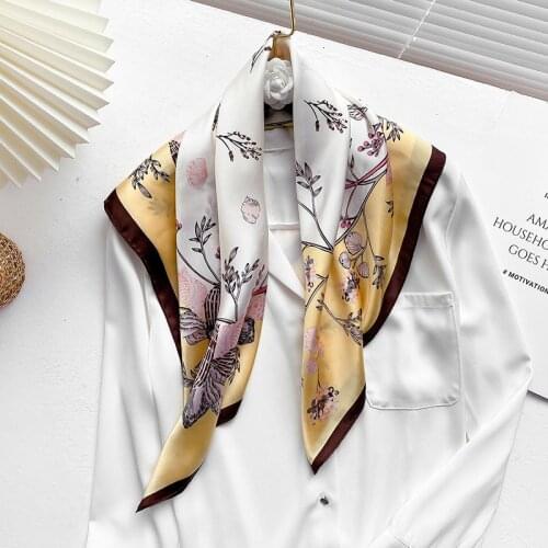 Bandana Hair Scarf Women Fashion Luxury Design Silk Foulard Soft Shawl Scarfs Kerchief Small 70cm Square Neck Headscarf
