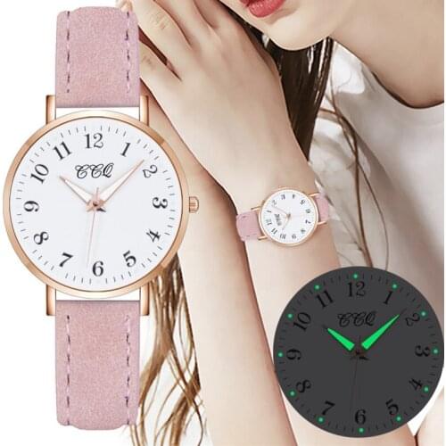 Women Luminous Arabic Numbers Simple Watches Casual Luxury Female Leather Wrist Watches Montre Femme Reloj Mujer