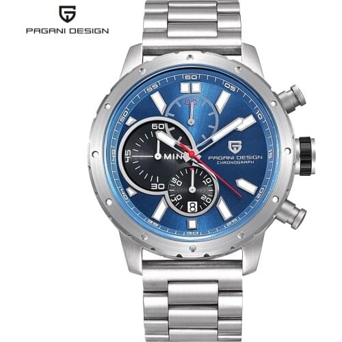 PAGANI DESIGN Watches Mens Waterproof Chronograph Sport Quartz Luxury Brand Military Wristwatch Calendar Male Clock Steel Strap