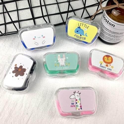 New Cartoon Contact Lens Case With Mirror Women Man Unisex Contact Lenses Box Eyes Contact Lens Container Lovely Travel Kit Box