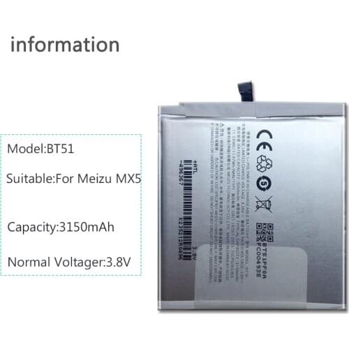 BT-51 Battery For Meizu MX5 Battery MX 5 BT51 BT 51 3150mAh Real Capacity Mobile Phone Bateria