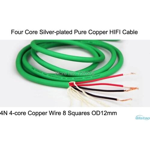 HIFI Cable for Speaker Cabinets Four Core Silver-plated Pure-Copper 4N 4-Core Red Copper Wire 8 Squares OD12mm DIY Free Shipping