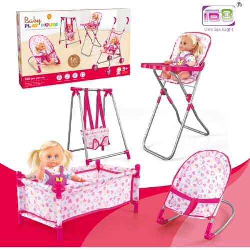 4 In1 Pretend Play Toys Furniture Stroller doll baby stroller Children Toy Doll Girl Play House Toy Stroller doll housefurniture