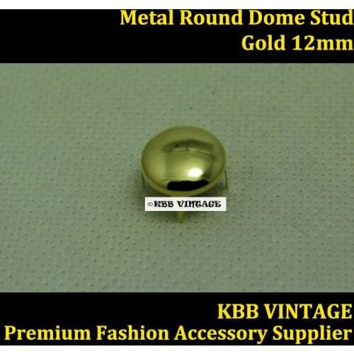 Punk DIY Metal Round Dome Stud 12mm in Gold with 4 Prongs Claws for Leather Craft/Bag/Shoe/Clothing/Cap/Jacket