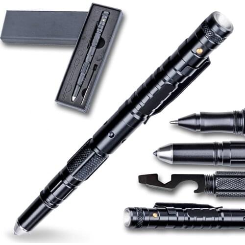 Multifunctional Tactical Pen Self-Defense Pen Defensive Pen Led Flashlight Pen Light Cutter Outdoor Survival Tool