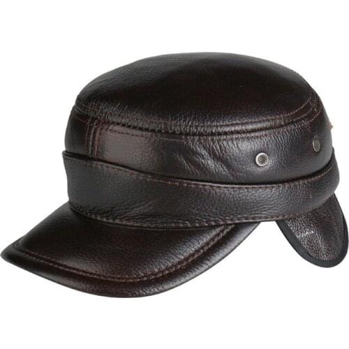 H3515 Men Leather Visor Hat Winter Autumn Flat Top Leisure Cap Youth Middle-aged Male Korean High Quality Fashion Simple Hats