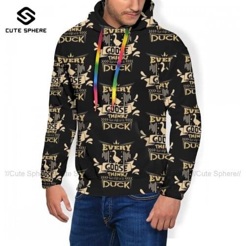 Goose Hoodie Polyester Warm Hoodies Long Length Outdoor Fashion Pullover Hoodie XXXL Men