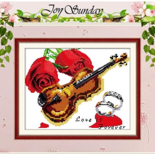 Love of Violin Patterns Counted Cross Stitch 11 14CT Cross Stitch Sets Wholesale Chinese Cross-stitch Kits Embroidery Needlework
