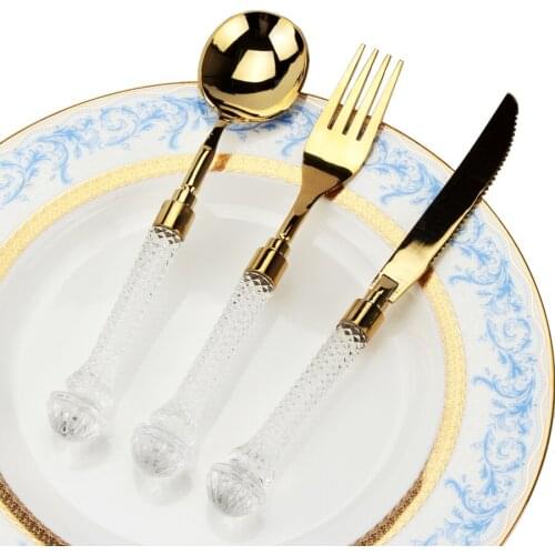 High-grade Gold Cutlery Set Tableware Knife Fork and Spoon Set Stainless Steel Gold Cutlery Set Tool Eco Friendly Products Gift