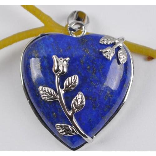 Natural Lapis Bead GEM Pendant Heart Jewelry S566