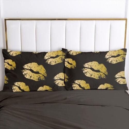PillowCase Bedding 2PCS Pillow Cases For Bedroom,Home Decoration 50x70cm 50x75cm Pillow Cover Customize Size Black Kiss