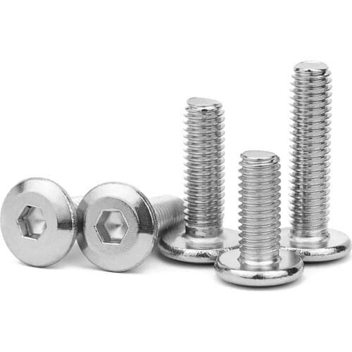 Nickel Plated Plated M4M5M6M8 Flat Head Chamfered Hexagon Socket Bolt Furniture Silver Splint Matching Screw