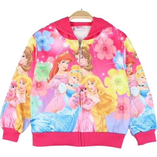 Disney 2021 New Spring And Autumn Girls Jacket Baby Childrens Hooded Jacket Clothing Fashion Anime Clothes 2-8 Years Old